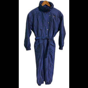 Descente Ski Snowsuit Womens Medium Blue One Piece Belted Japan Vintage 90s